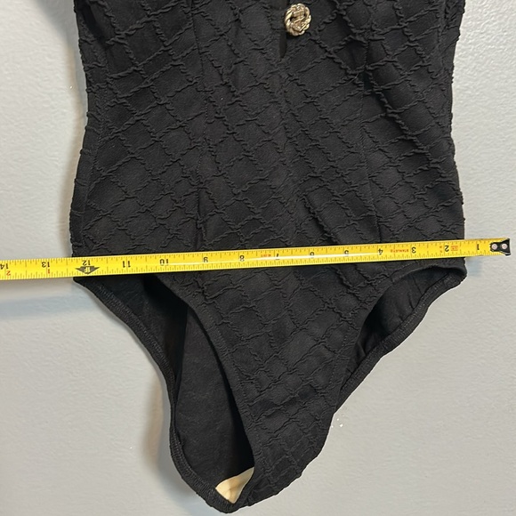 Vintage Black one piece swimsuit with gold tone buttons size small - Picture 15 of 15